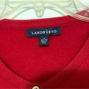 Red 100% Cashmere Cardigan Lands End 1X 16W-18W